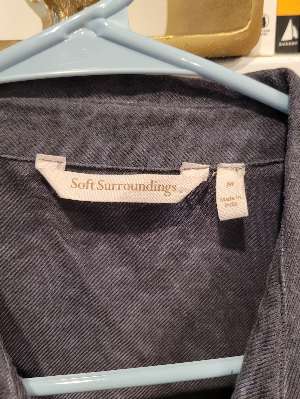 Soft Surroundings Washed Indigo Long-Sleeve Button Dress - Picture 3 of 5